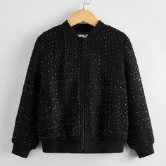 на молнии Лозунг Повседневный Куртки для девочек Shein