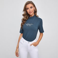 буква Повседневный Футболки Shein