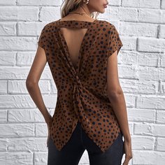 с драпировкой Принт Повседневный Блузы Shein