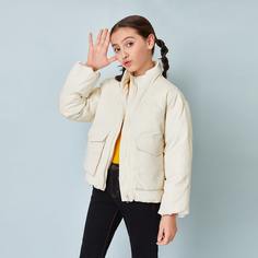 Куртка на молнии с карманом для девочек Shein