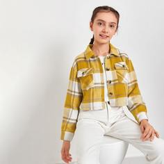 Куртка в клетку с карманом для девочек Shein