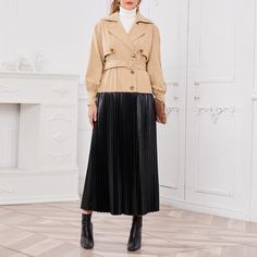 2 в 1 пальто с поясом и плиссированным краем Shein