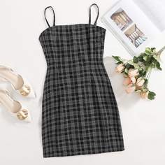 Клетчатый Повседневный Платья размер плюс Shein