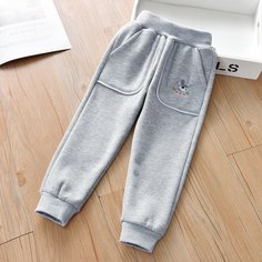 Спортивные брюки с мультипликационной вышивкой для девочек Shein