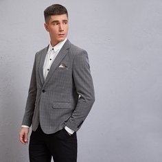 на пуговицах Клетчатые изображения Работа Мужские блейзеры Shein