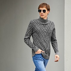 Мужской свитер с высоким воротом и зигзагообразным узором Shein