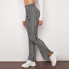 Пугавица Клетка Повседневный Брюки Shein