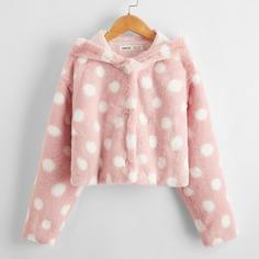 В горошёк Очаровательный Пальто для девочек Shein