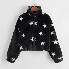 Пальто из искусственного меха с рисунком звезды для девочек Shein