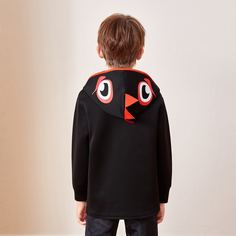 Пальто на молнии с капюшоном и мультипликационным принтом для мальчиков Shein