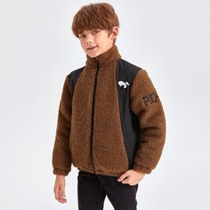 на молнии буква Повседневный Куртки для мальчиков Shein