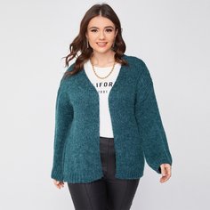 Одноцветный Повседневный Кардиганы размер плюс Shein