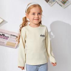 Футболка с текстовым вышивкой для девочек Shein