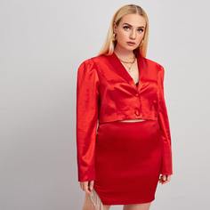 Однобортный атласный кроп-пиджак Shein