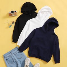 Однотонная толстовка для мальчиков 3шт Shein