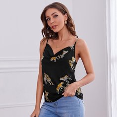 Топ на подтяжках с тигровым узором Shein