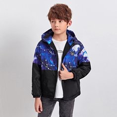 Ватная куртка с принтом галактики для мальчиков Shein
