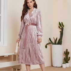 с поясом Одноцветный Элегантный Куртка Shein