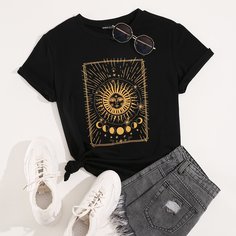 Графический Повседневный Футболки Shein