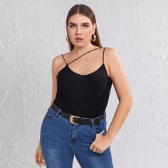 Однотонный слинг-топ оверсайз Shein