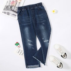 Разрезы Одноцветный Джинсы для девочек Shein