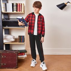 Свитшот в клетку и джоггеры для мальчиков Shein