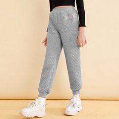 с вышивкой буква Спортивные Брюки для Девочек Shein