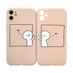 2шт чехол для iPhone с мультипликационным принтом для пар Shein