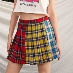 Контрастная юбка в клетку Shein