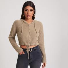 на кулиске Одноцветный Повседневный Кардиганы Shein