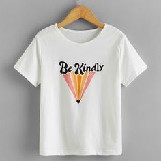 буква Повседневный Футболки для девочек Shein