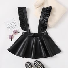 с оборками Одноцветный Повседневный Юбки для девочек Shein