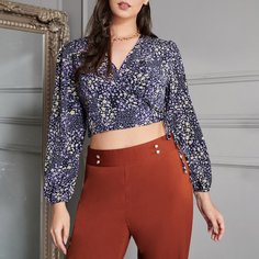 Блузка размера плюс с цветочным принтом Shein