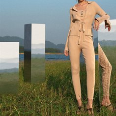 Трикотажный жилет, леггинсы и кардиган Shein