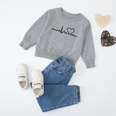 Сердечко Повседневный Свитшоты для девочек Shein