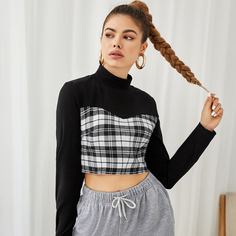 Клетчатый Футболки Shein
