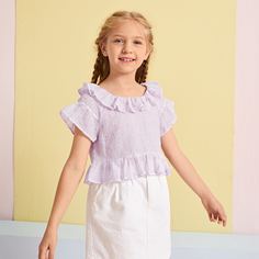 Топ с оборкой для девочек Shein