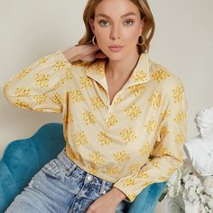Короткий свитшот на молнии с геометрическим принтом Shein