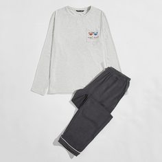 с карманами Мультяшный принт Повседневный Мужская домашняя одежда Shein