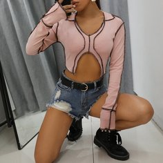 с разрезом Сексуальный Футболки Shein