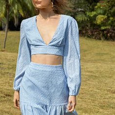Застежка Одноцветный Бохо Блузы Shein