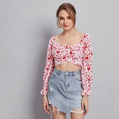 с оборками Сердечко Бохо Блузы Shein