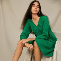 Однотонное платье с молнией сзади Shein