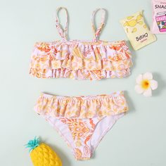с оборками Пейсли Бохо Купальники для девочек Shein