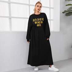 Платье размера плюс с текстовой вышивкой Shein