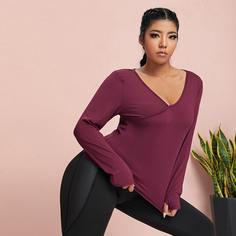 Одноцветный Спортивные топы размера плюс Shein