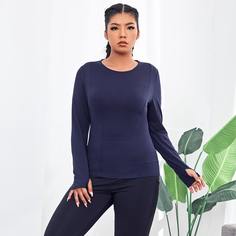 Одноцветный Спортивные топы размера плюс Shein