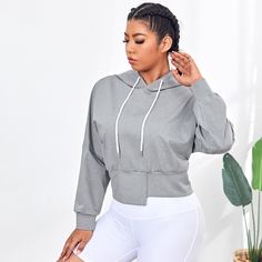 на кулиске Одноцветный Спортивные топы размера плюс Shein