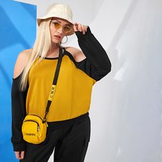 Контрастный цвет Повседневный Свитшоты размер плюс Shein