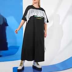 Вышивка Лозунг Повседневный Платья размер плюс Shein